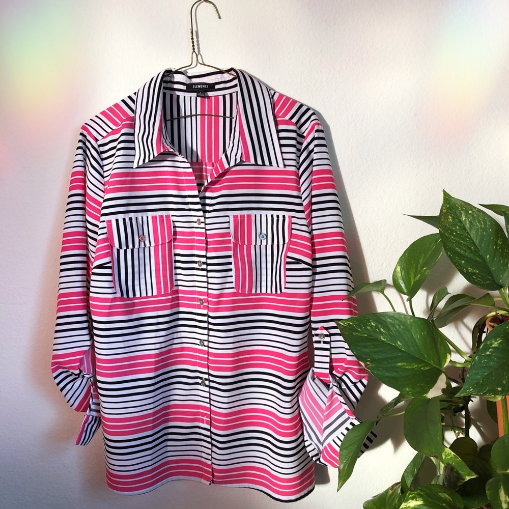 Striped 3/4 sleeve blouse - cute & comfy!